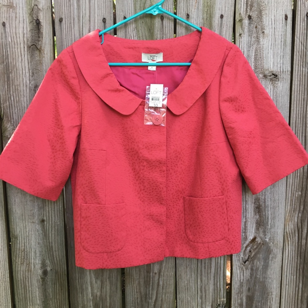 Loft Coral 3/4 Sleeve Jacket/Blazer Size 10